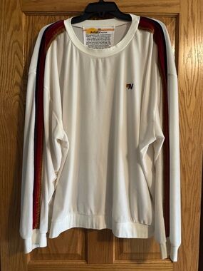 Aviator Nation Velvet Cream Long Sleeve with Red & Navy Shoulder Stripes